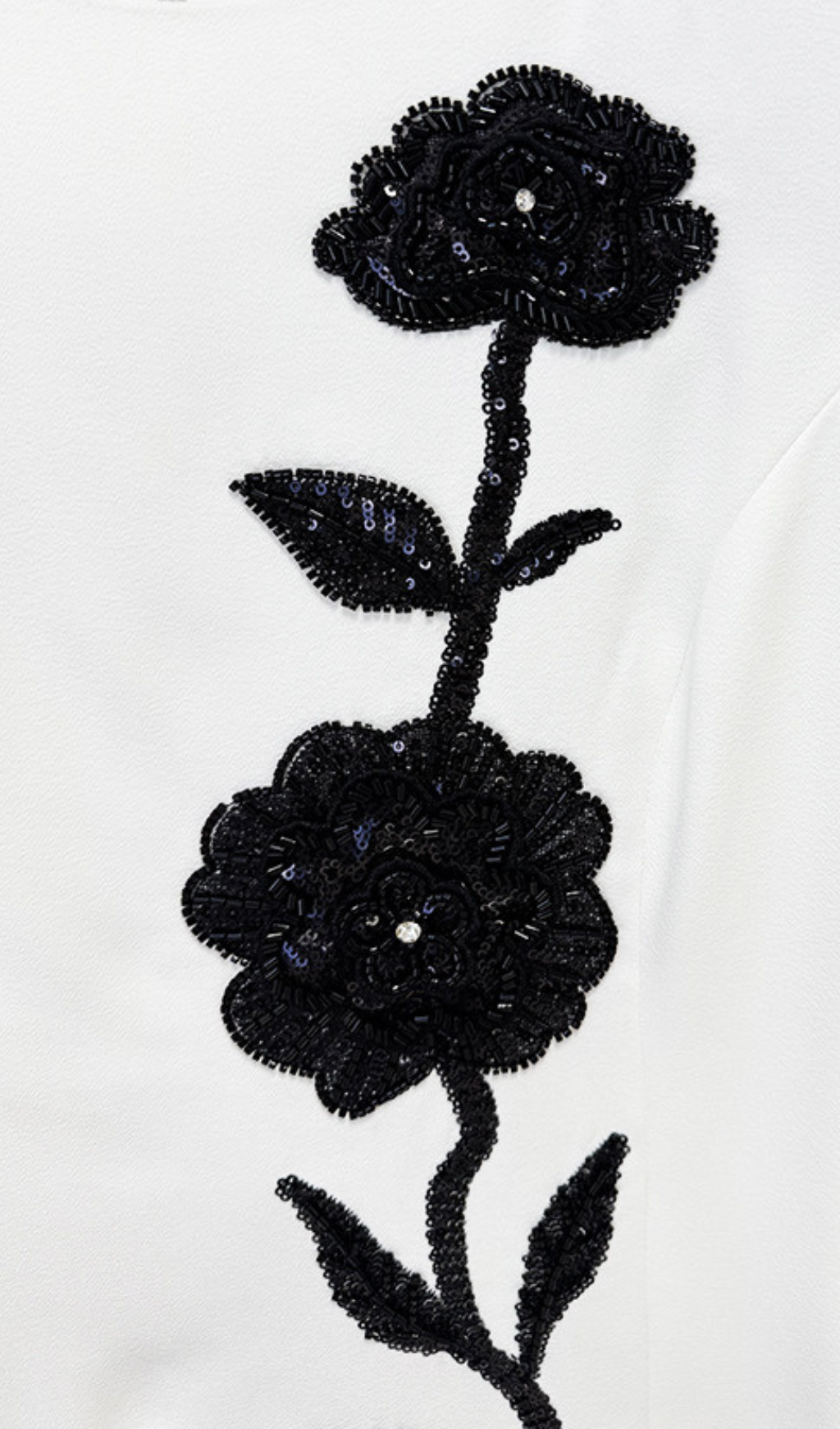 Gagenia White Flower Embellished Long Sleeve Gown