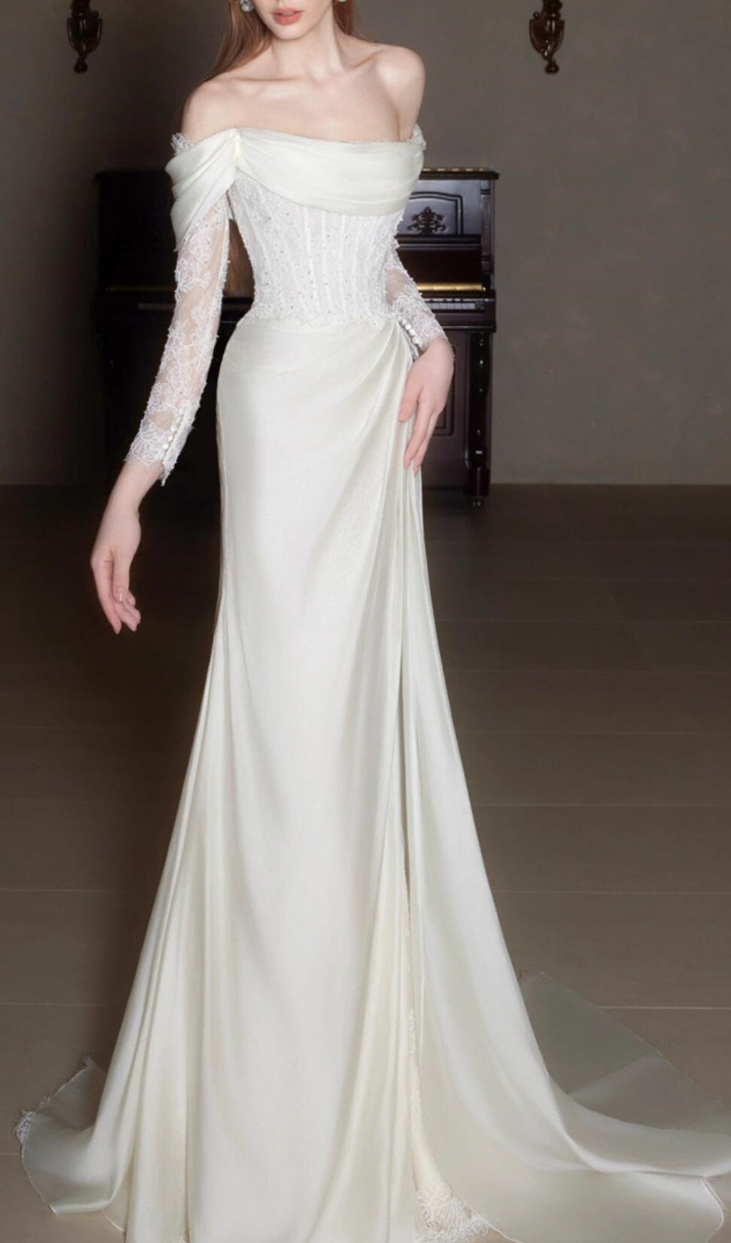 Clio White Lace Corset Wedding Dress