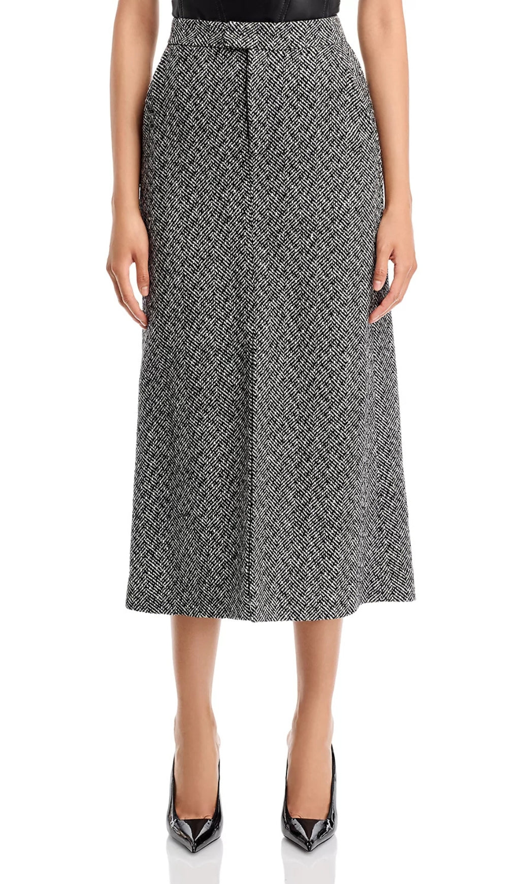 Herringbone Midi Skirt
