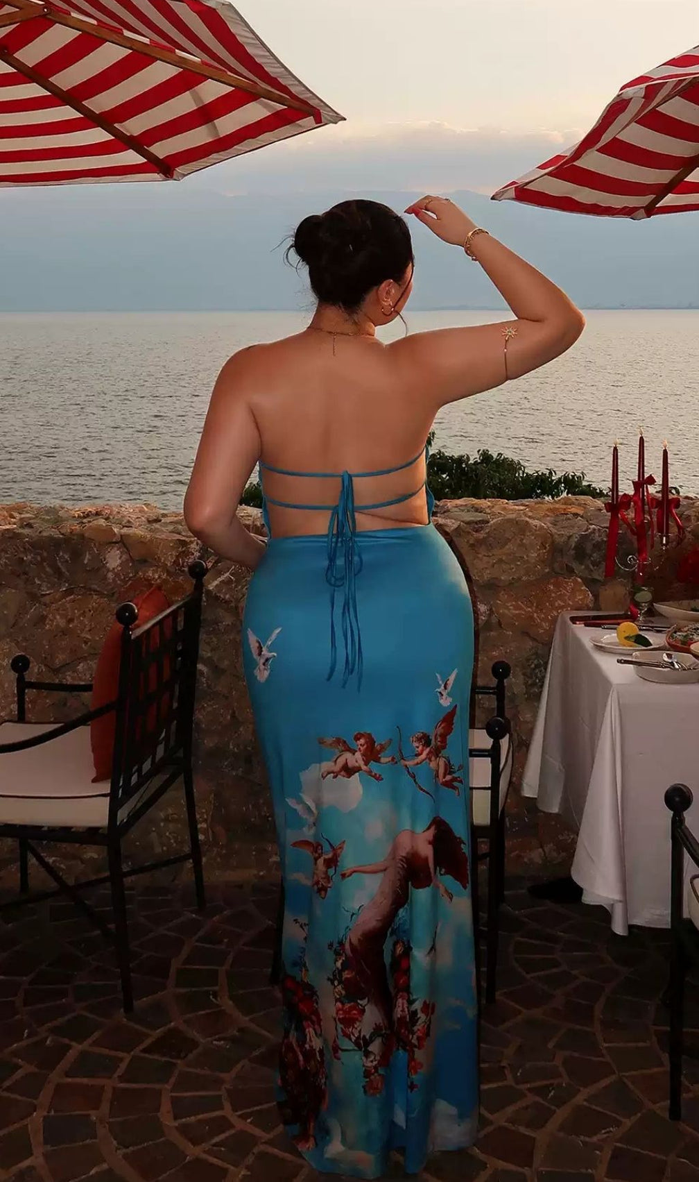 Lacie Blue Strapless Printed Plus Size Maxi Dress