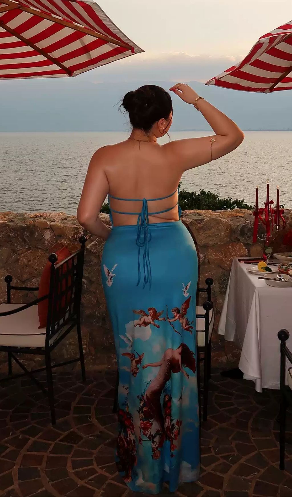 Lacie Blue Strapless Printed Plus Size Maxi Dress
