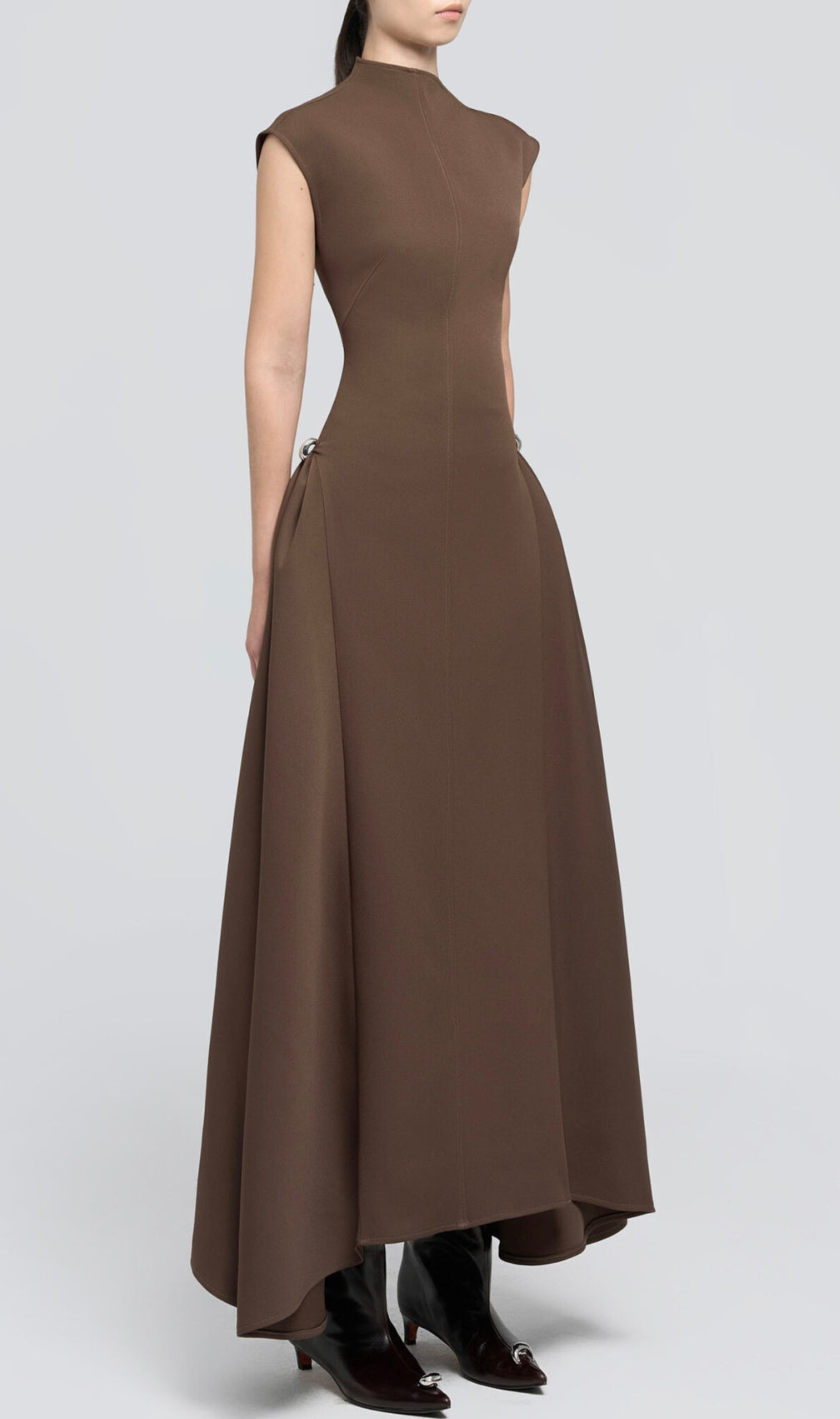 A Line Maxi Dress Brown