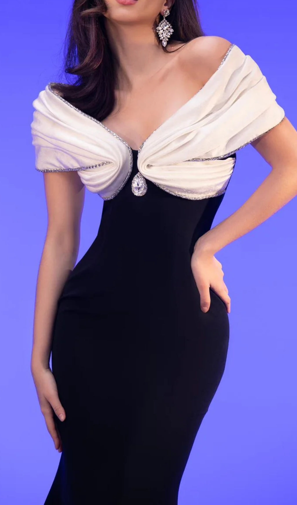 Fabio Black Off-Shoulder Maxi Dress