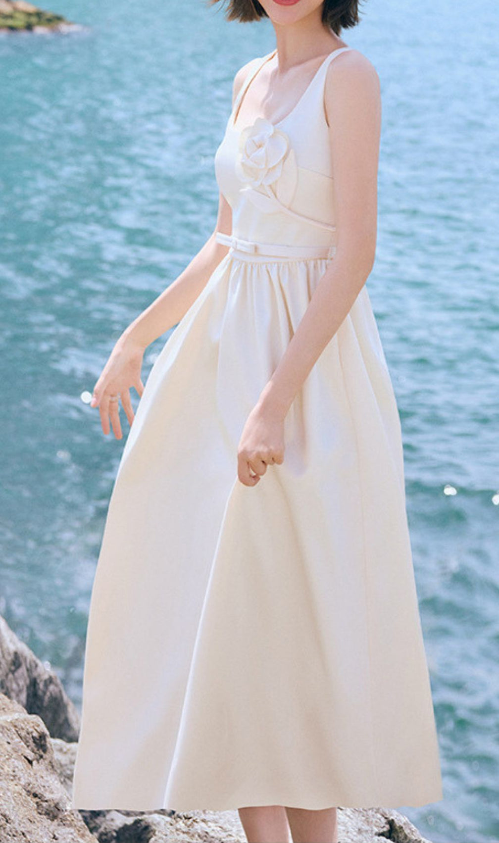 Hetty Strappy Flower Embellished Midi Dress