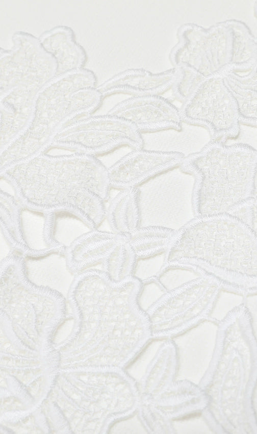 Kimoni White Floral Appliqué Mini Dress | Sleeveless Knit Cocktail & Bridal Shower Dress