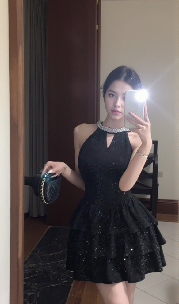 ASTERIA SEQUIN RUFFLE MINI DRESS