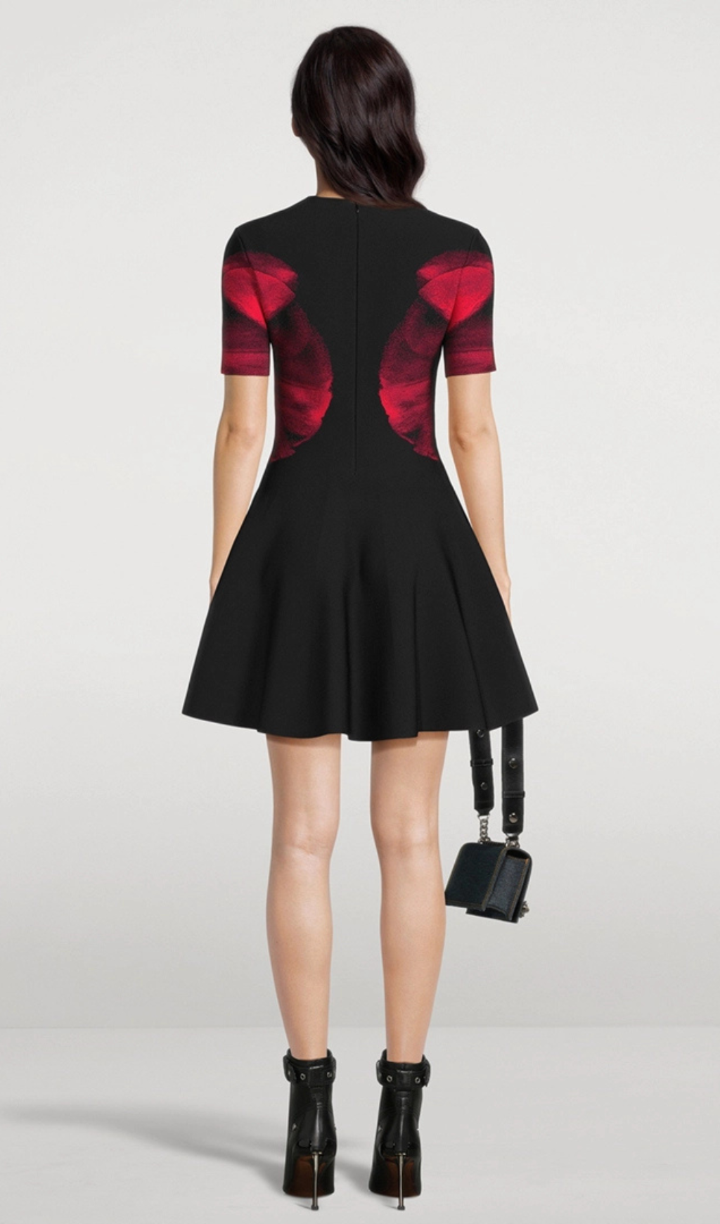 Jacquard-knit mini dress in black