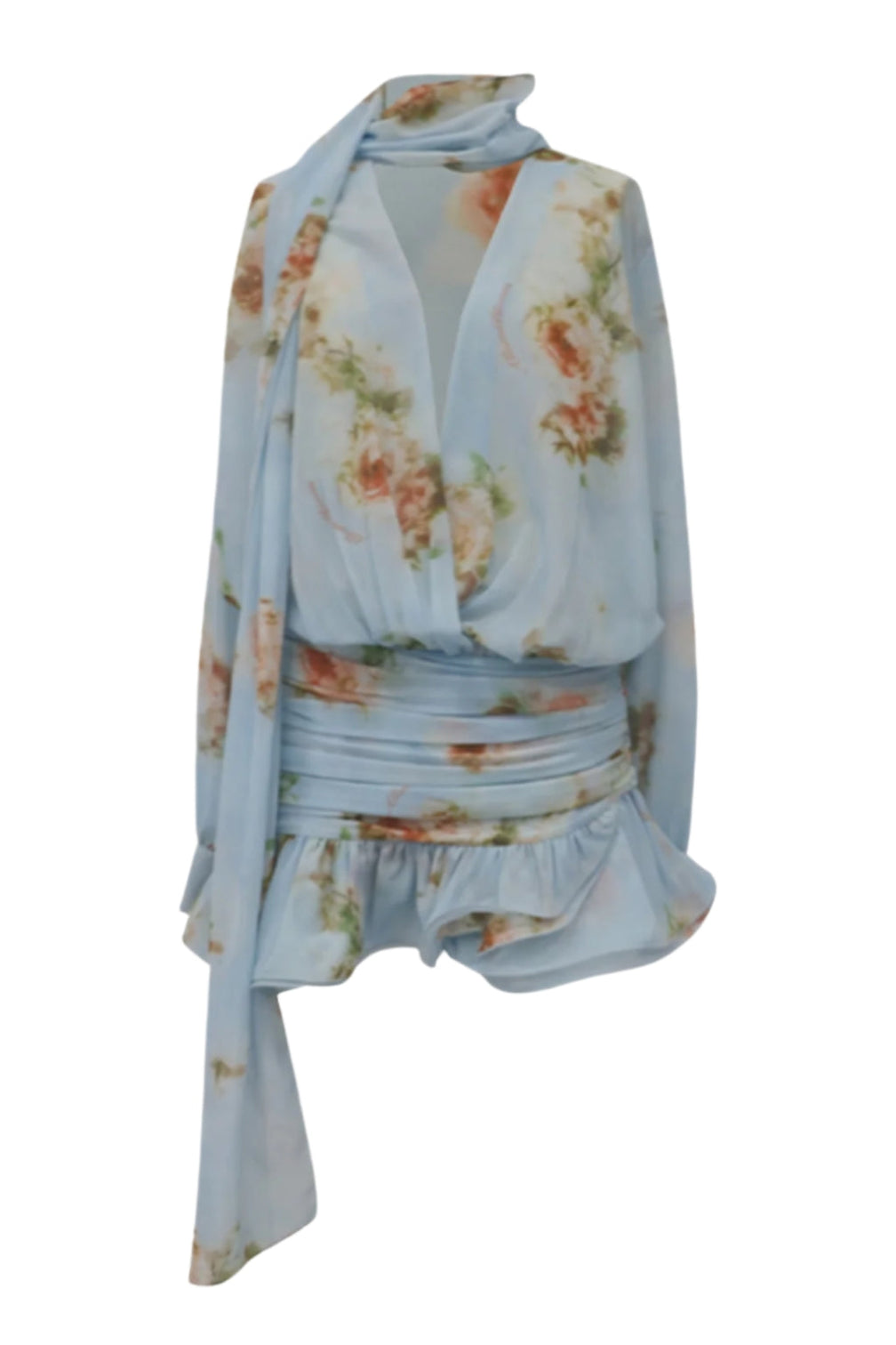 Bhakti Floral Chiffon Ruffle Mini Dress
