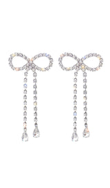 RHINESTONE BOW CHAIN EARRINGS