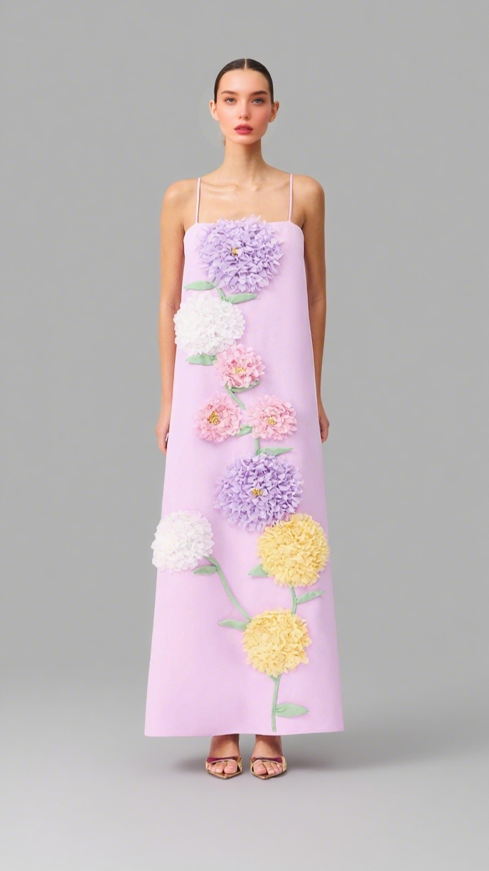 kristin Buttercup Embroidered Maxi Dress in Purple