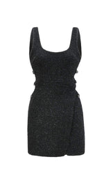 BOW-DETAIL CUT-OUT MINI DRESS IN BLACK