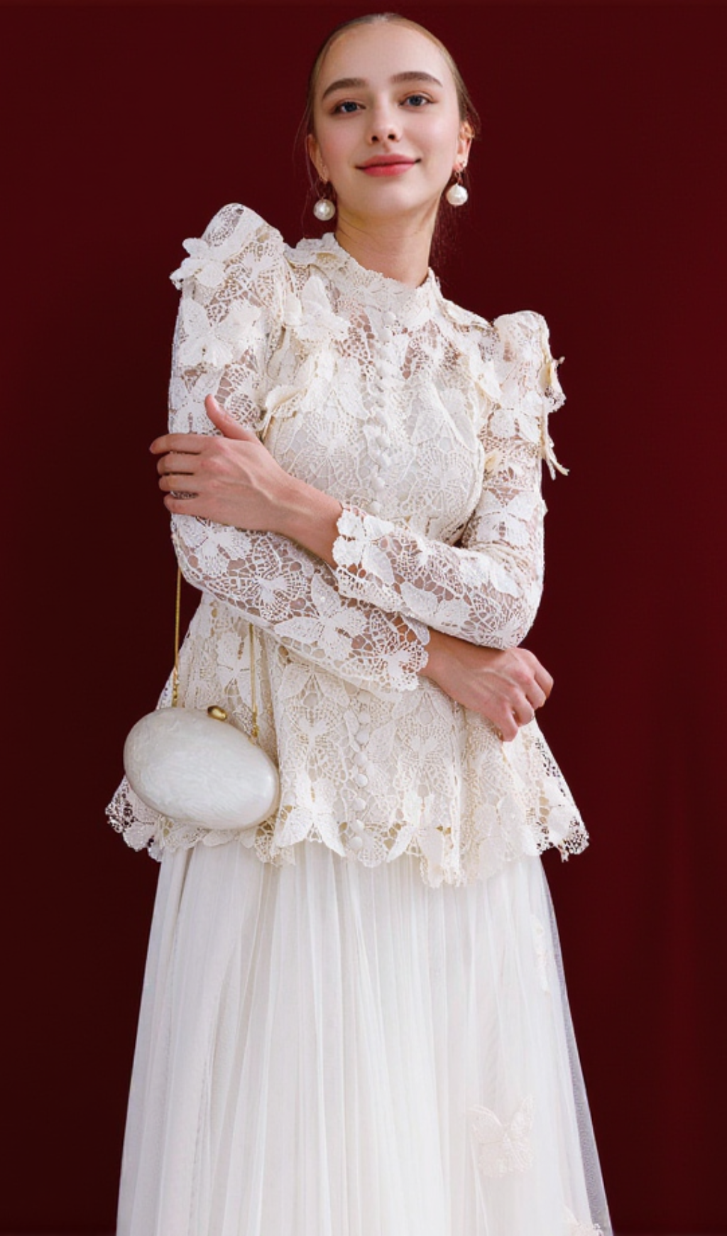 flower embroidery mesh skirt set