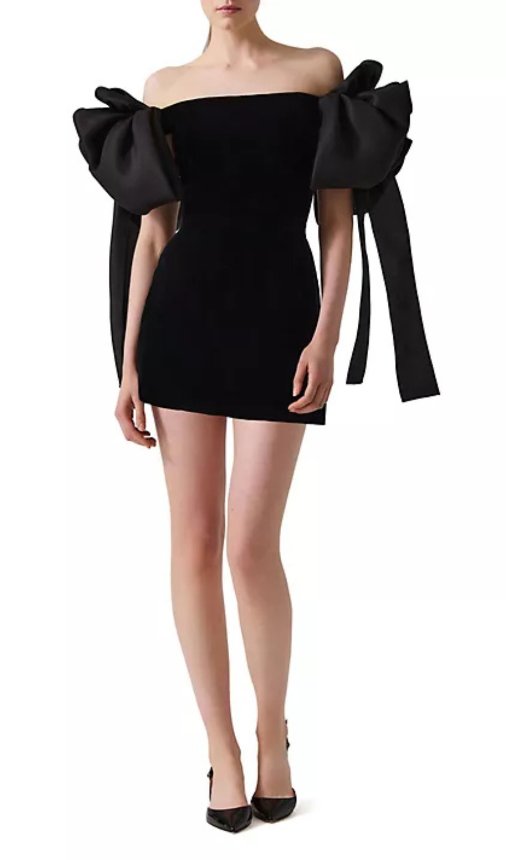off-shoulder mini dress in black