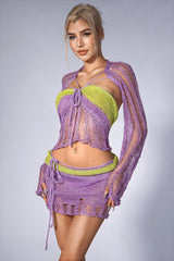 Breighly Sequin Crochet 3 pieces Sets