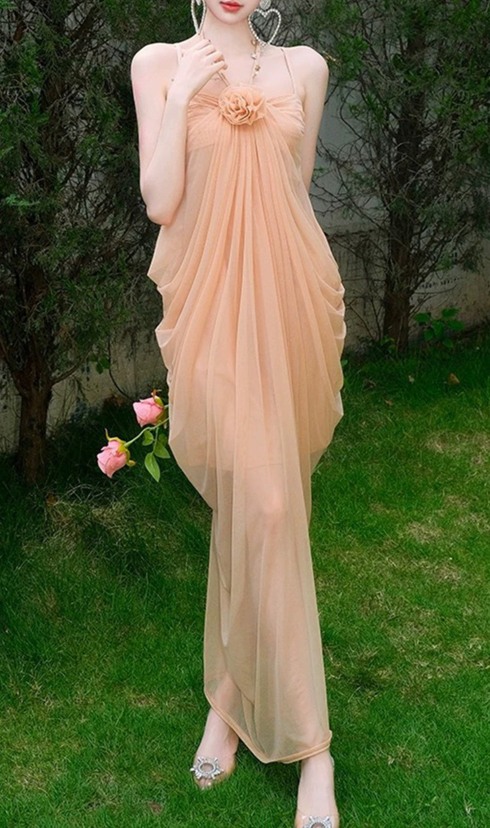 Daveed Flower Mesh Maxi Dress