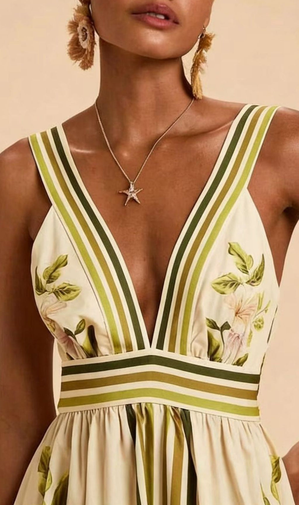 Laibah V-Neck Flower Printed Maxi Dress