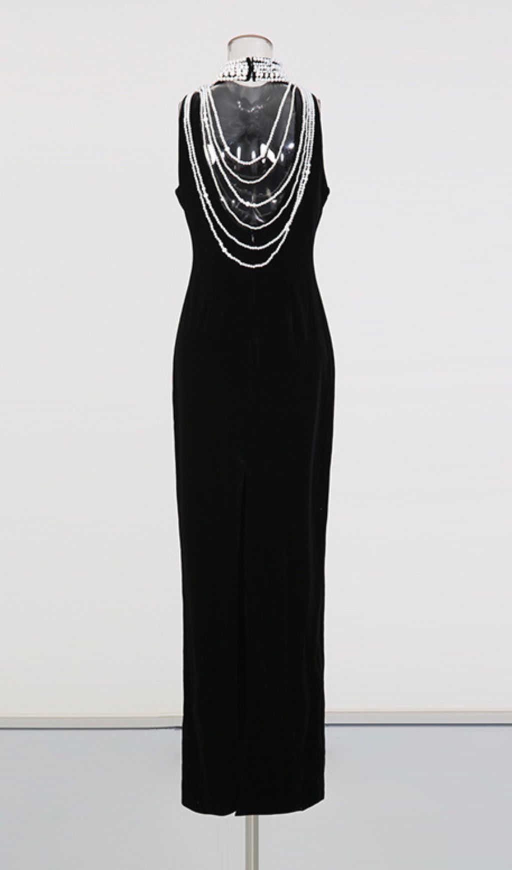 Jovana Black Velvet Pearl Collar Backless Maxi Dress - Luxe Evening Gown