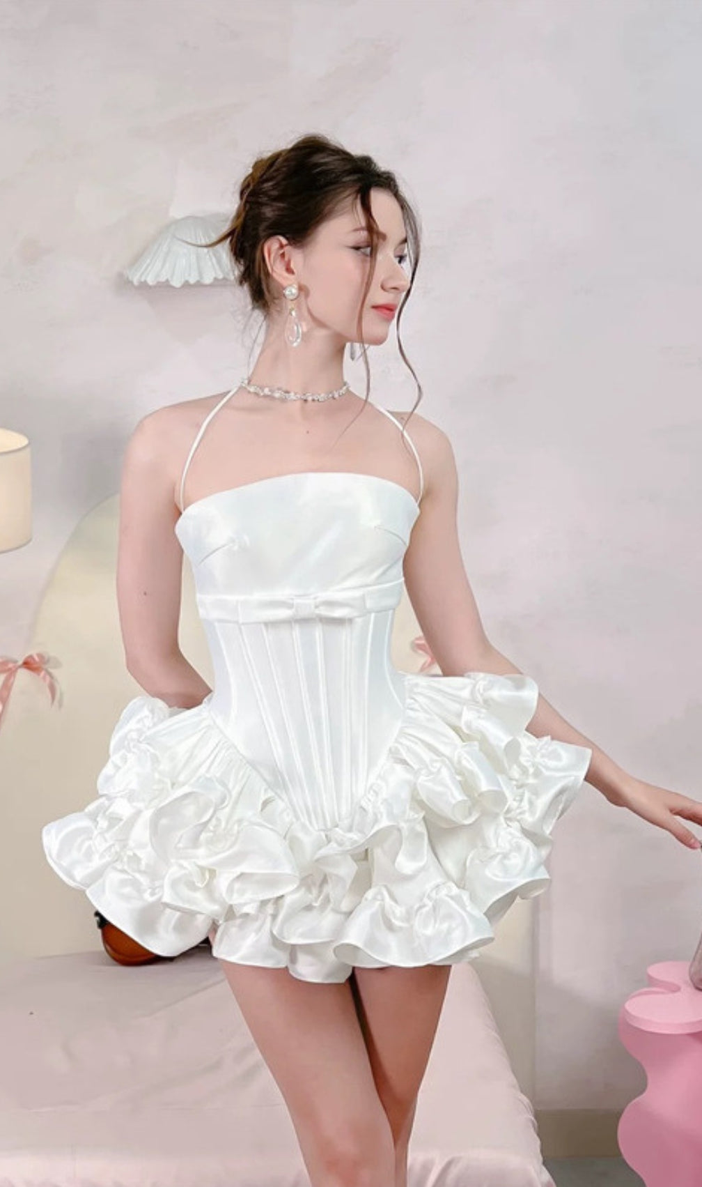 Demelza White Strapless Corset Mini Dress