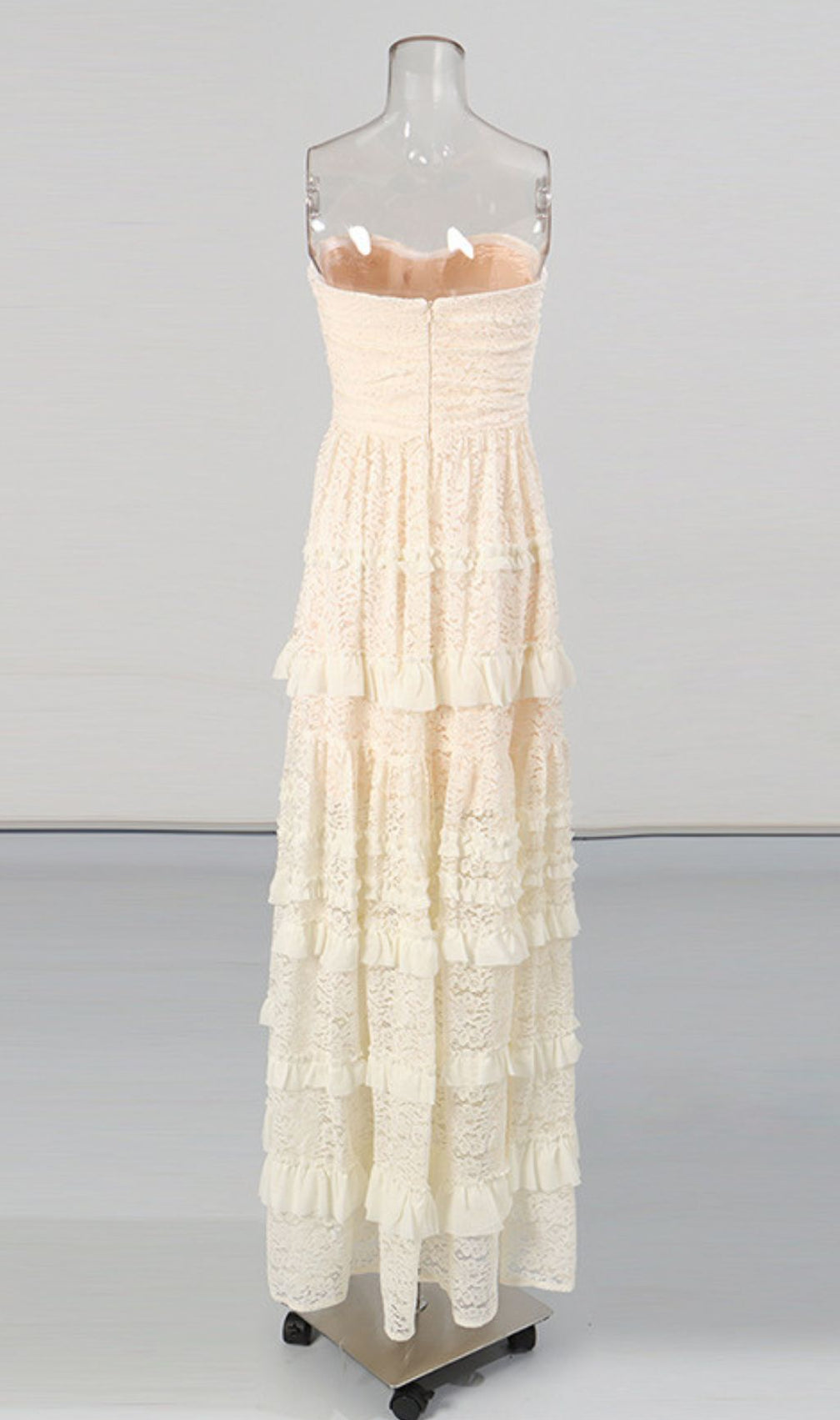 Glora Strapless Lace Layered Maxi Dress