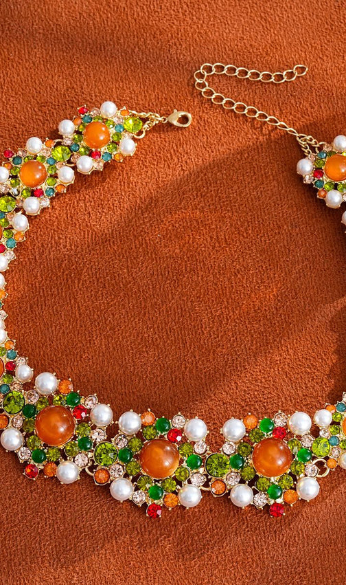 Kagami Vibrant Multi-Color Gemstone & Pearl Statement Jewelry Set