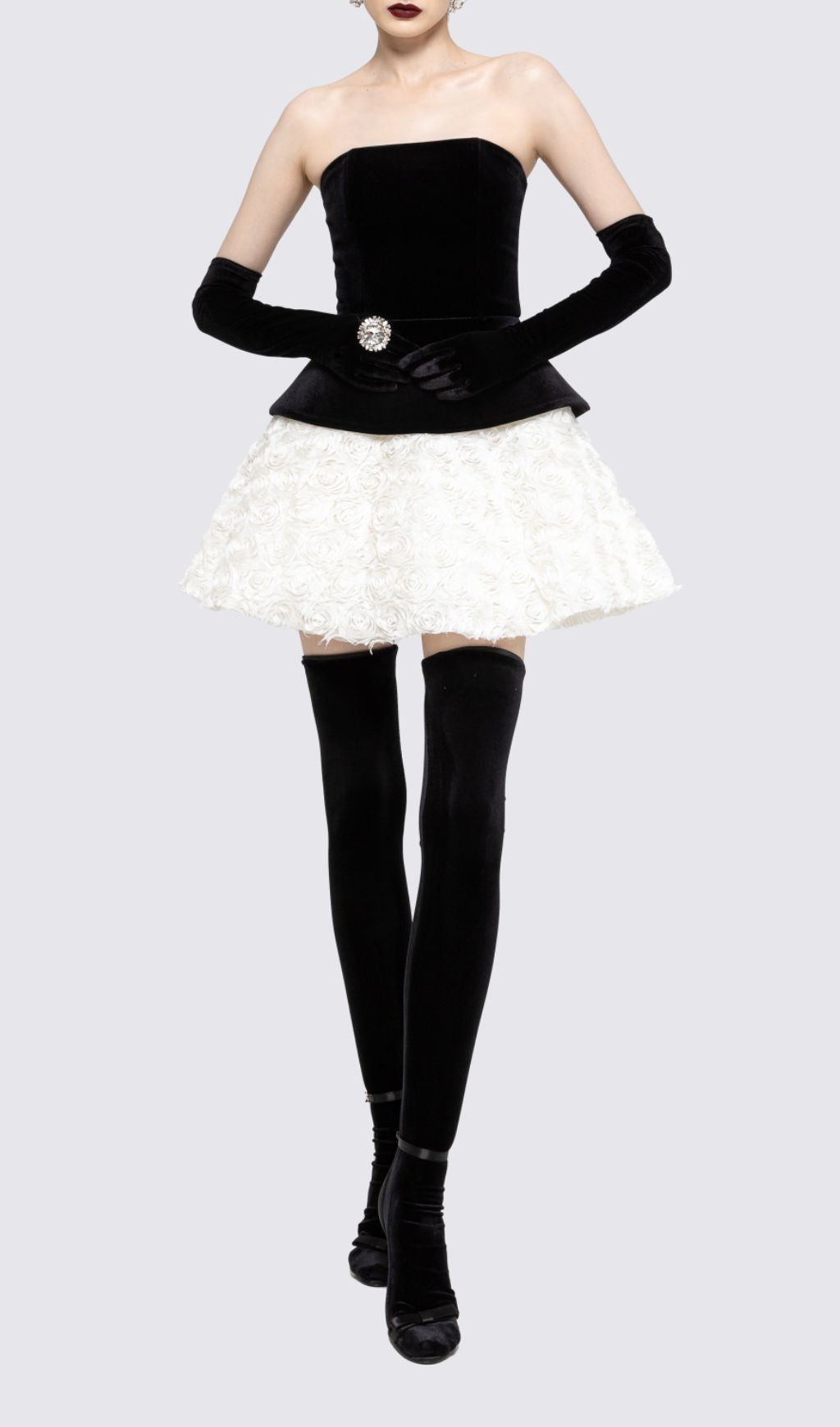 Gefion Strapless Lace-Up Flower Skirt Set