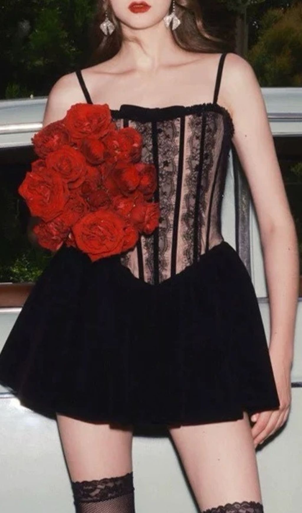 Iorwen Black Lace Corset Mini Dress | Enchanting A-Line Party & Date Night Look