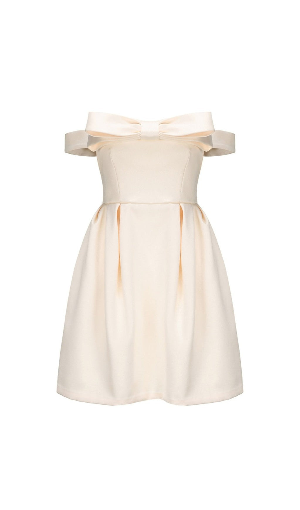bow mini dress in beige