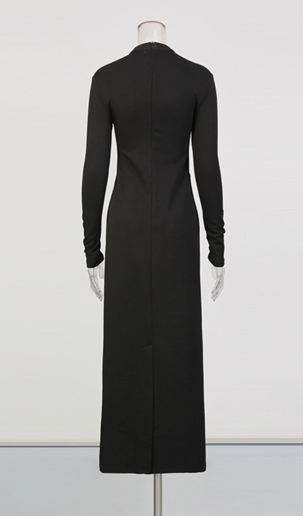 Elegant Black Maxi Dress with White Lace Corset Bodice | Long Sleeve Formal Gown