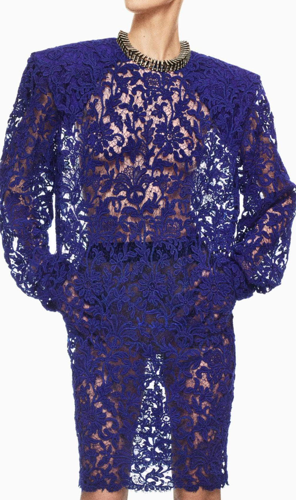 Hermia Royal Blue Lace Long Sleeve Mini Dress - Chic & Versatile for Women