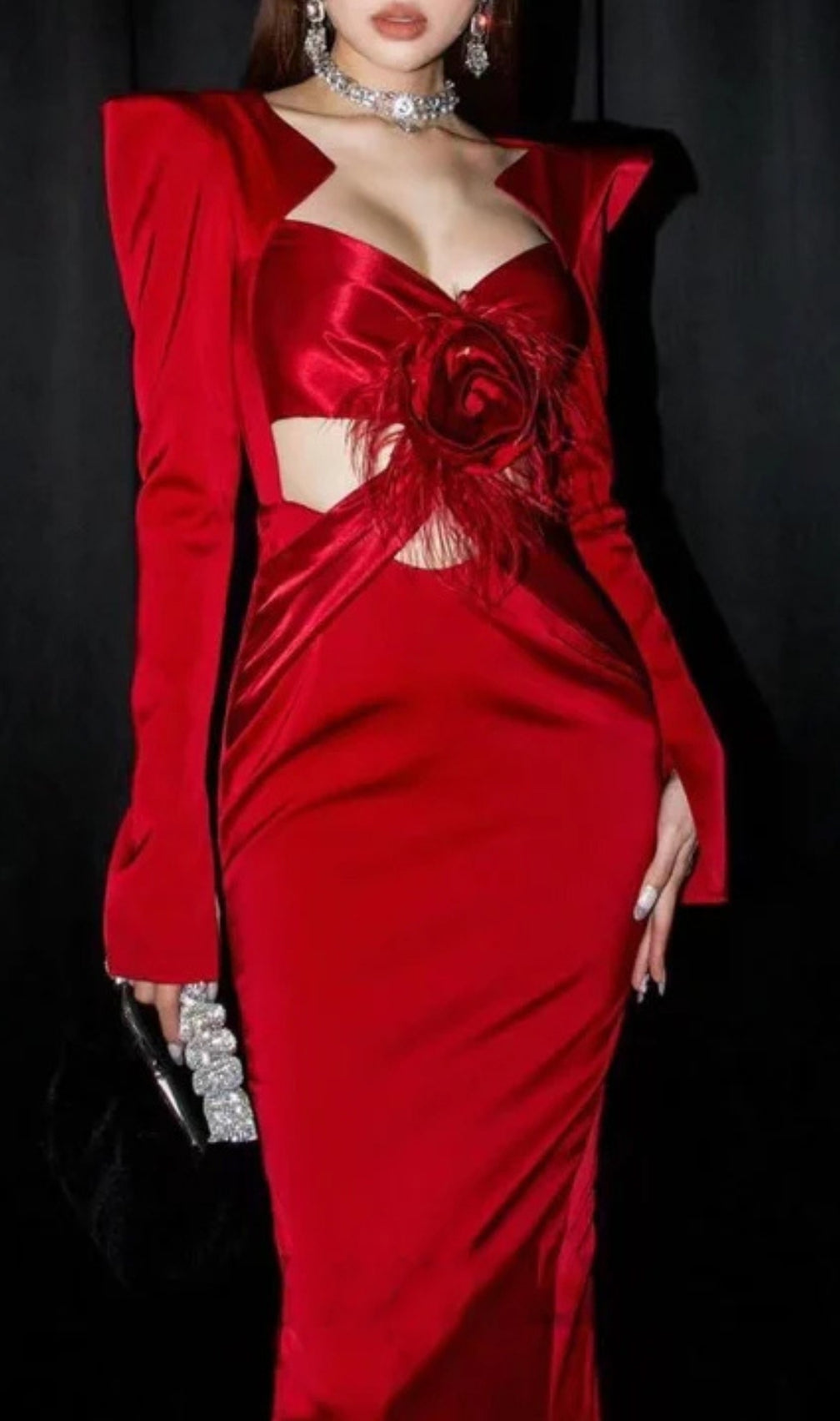 Chipo Flower Long Sleeve Bandage Maxi Dress