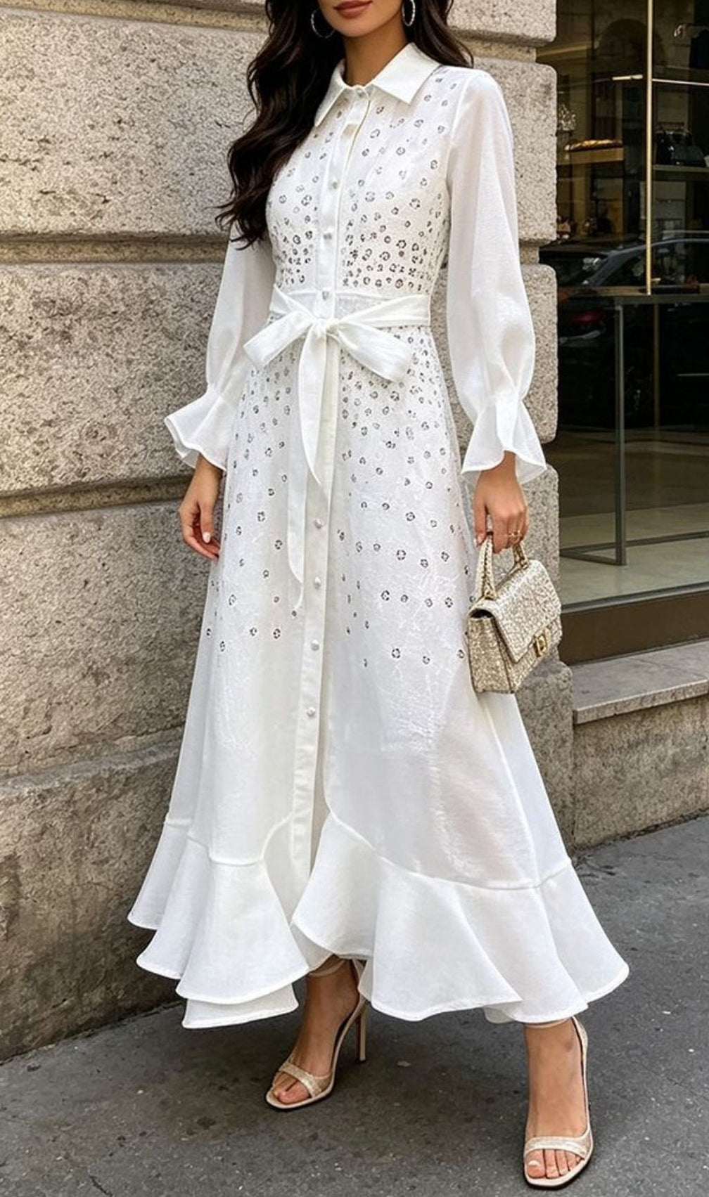 Komala Flared Long Sleeveless Maxi Dress