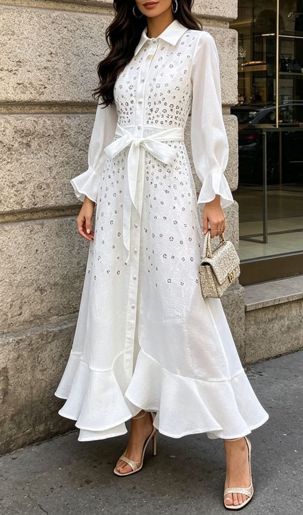 Komala Flared Long Sleeveless Maxi Dress