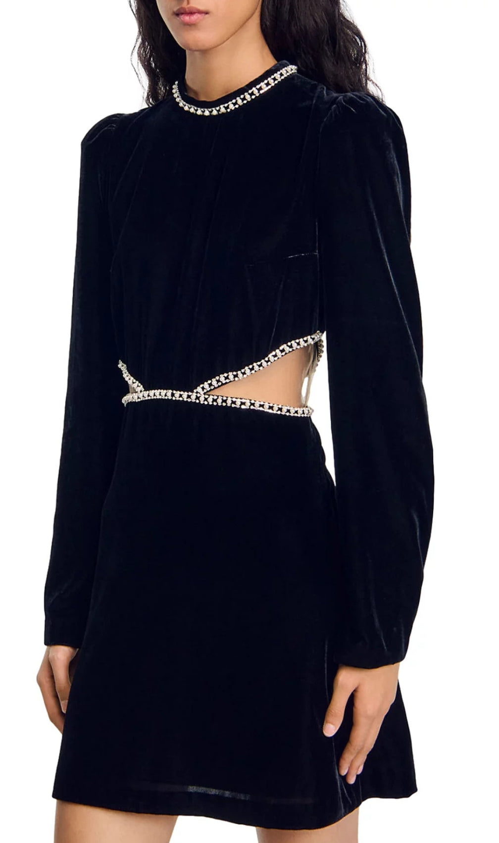 Maryline Embellished Velvet Mini Dress