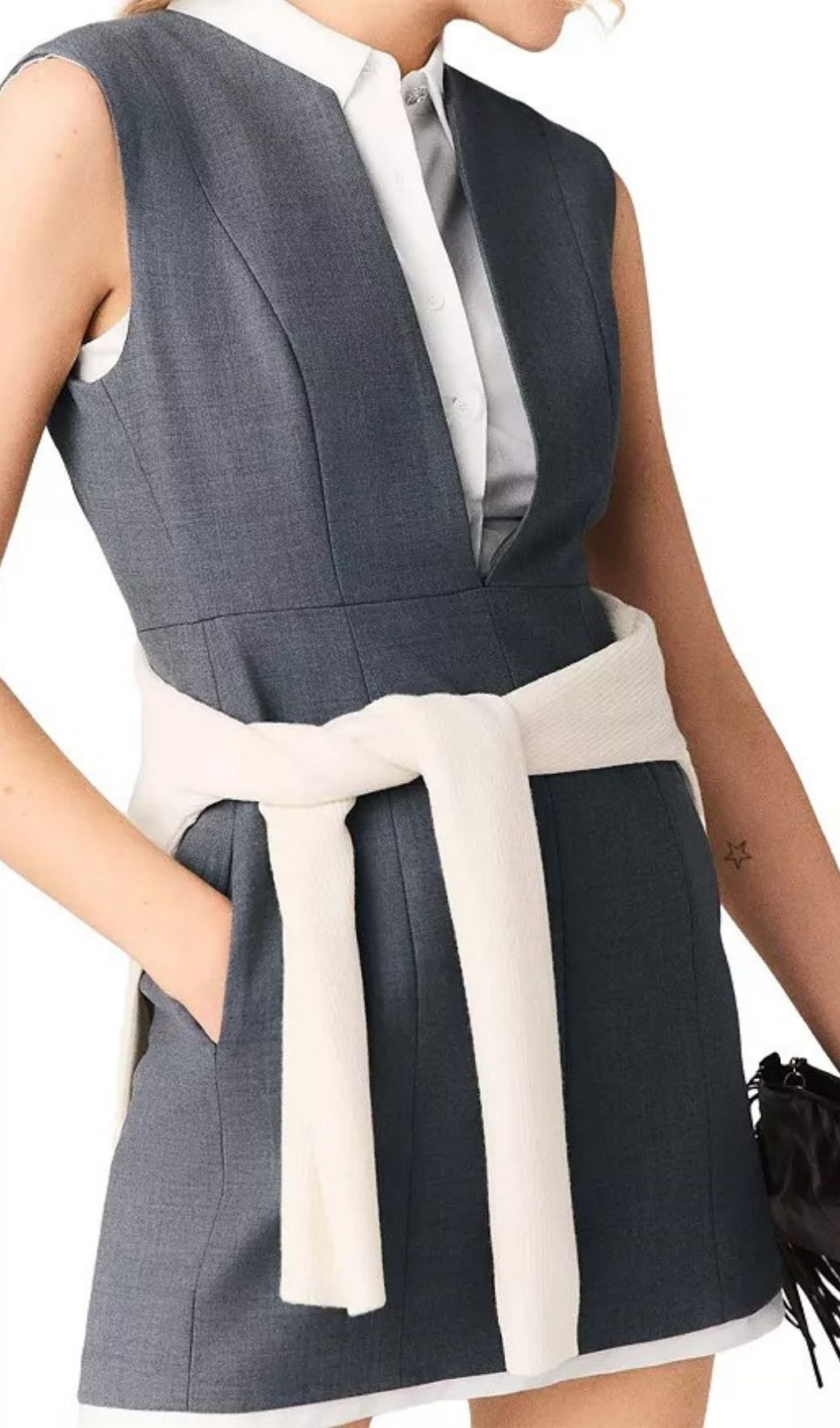 Sophisticated Layered Tailored Mini Dress with Detachable Collar