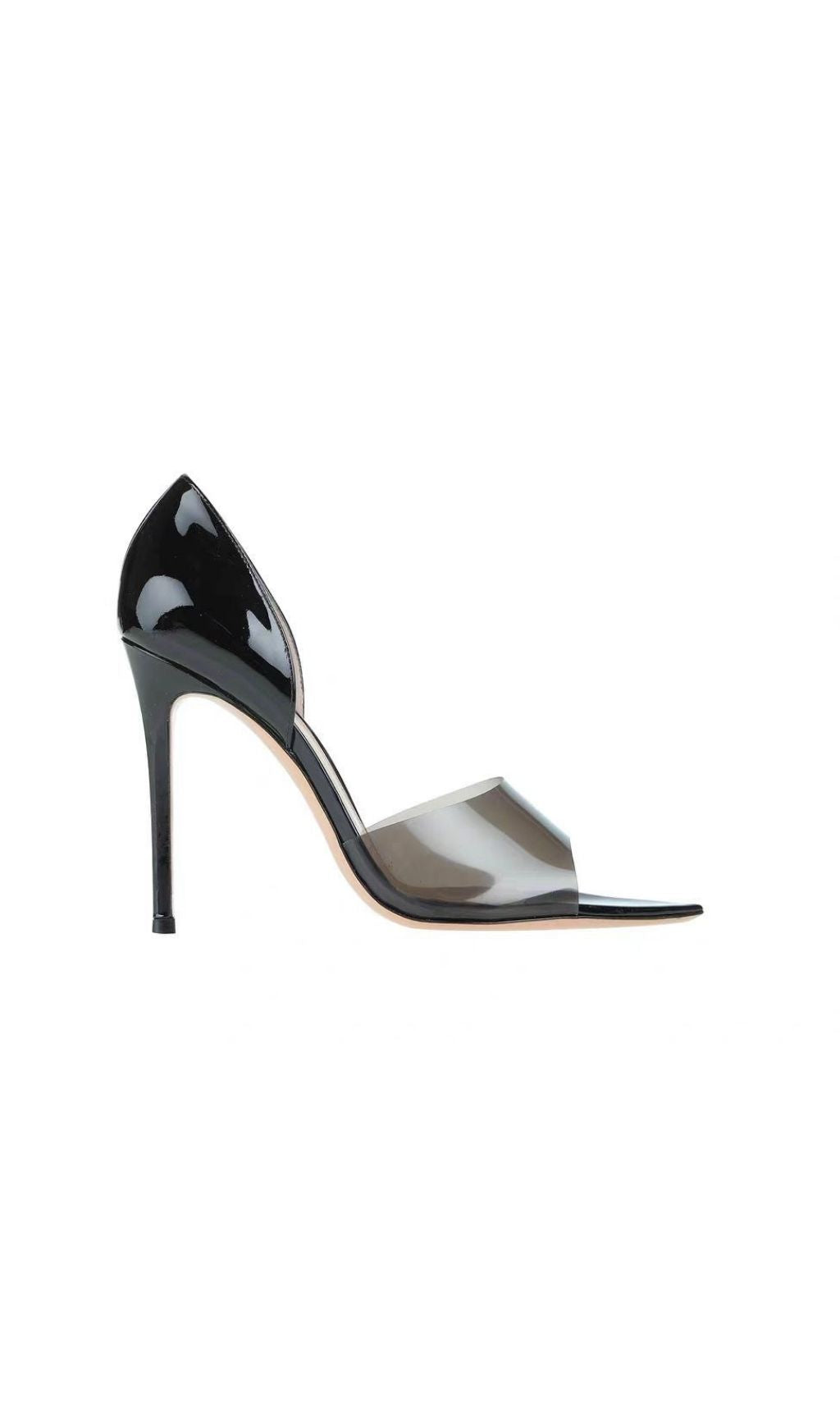 Katarina Black Patent & Clear D'Orsay Stiletto Heels