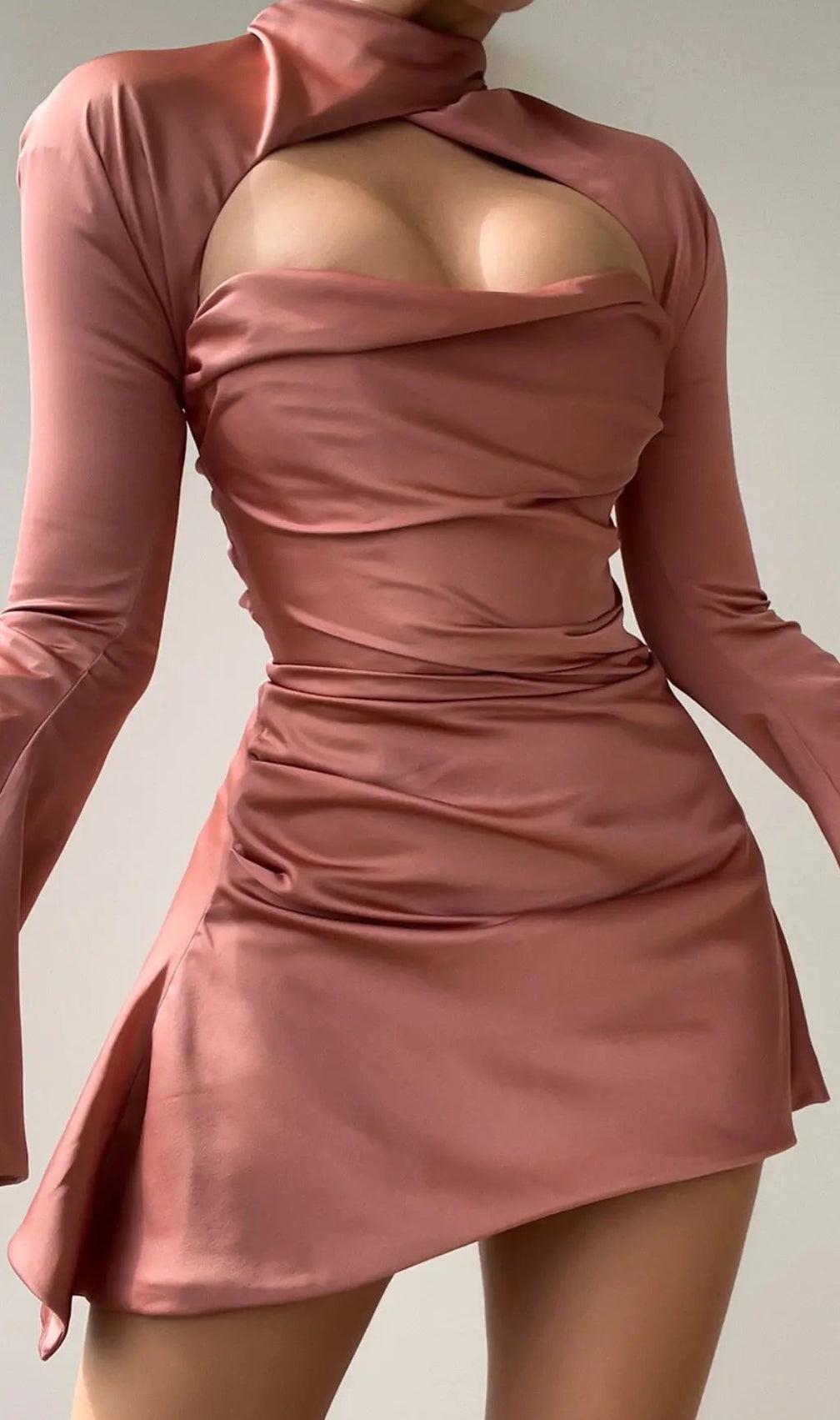 Draped Mini Dress In Rose Pink