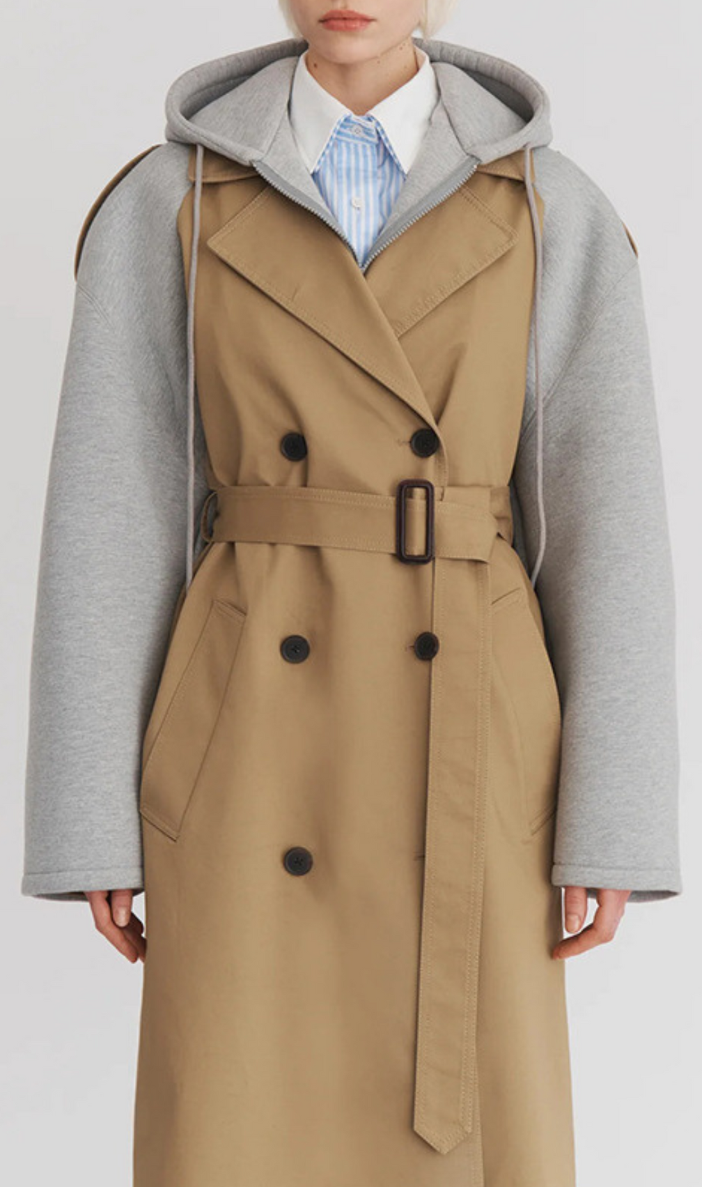 Gwidon Color-blocked Long Coat With A Hood