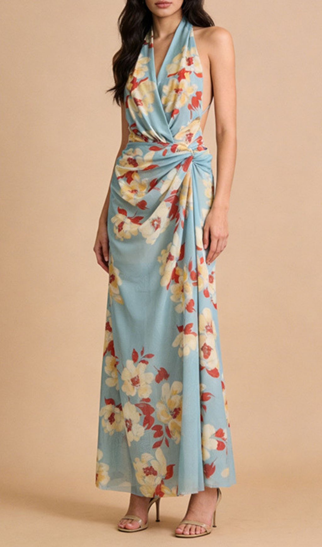 Kerstin Halter Neck Floral Maxi Dress - Elegant Spring & Summer Gown