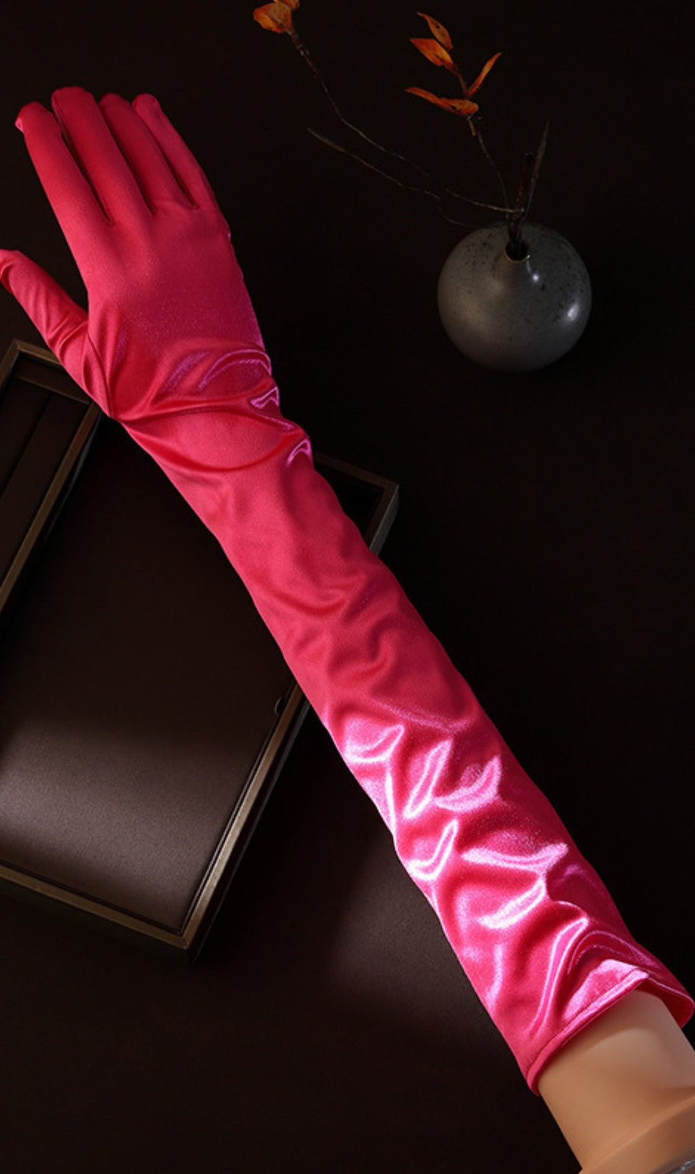 Long Rose-Red Gloves