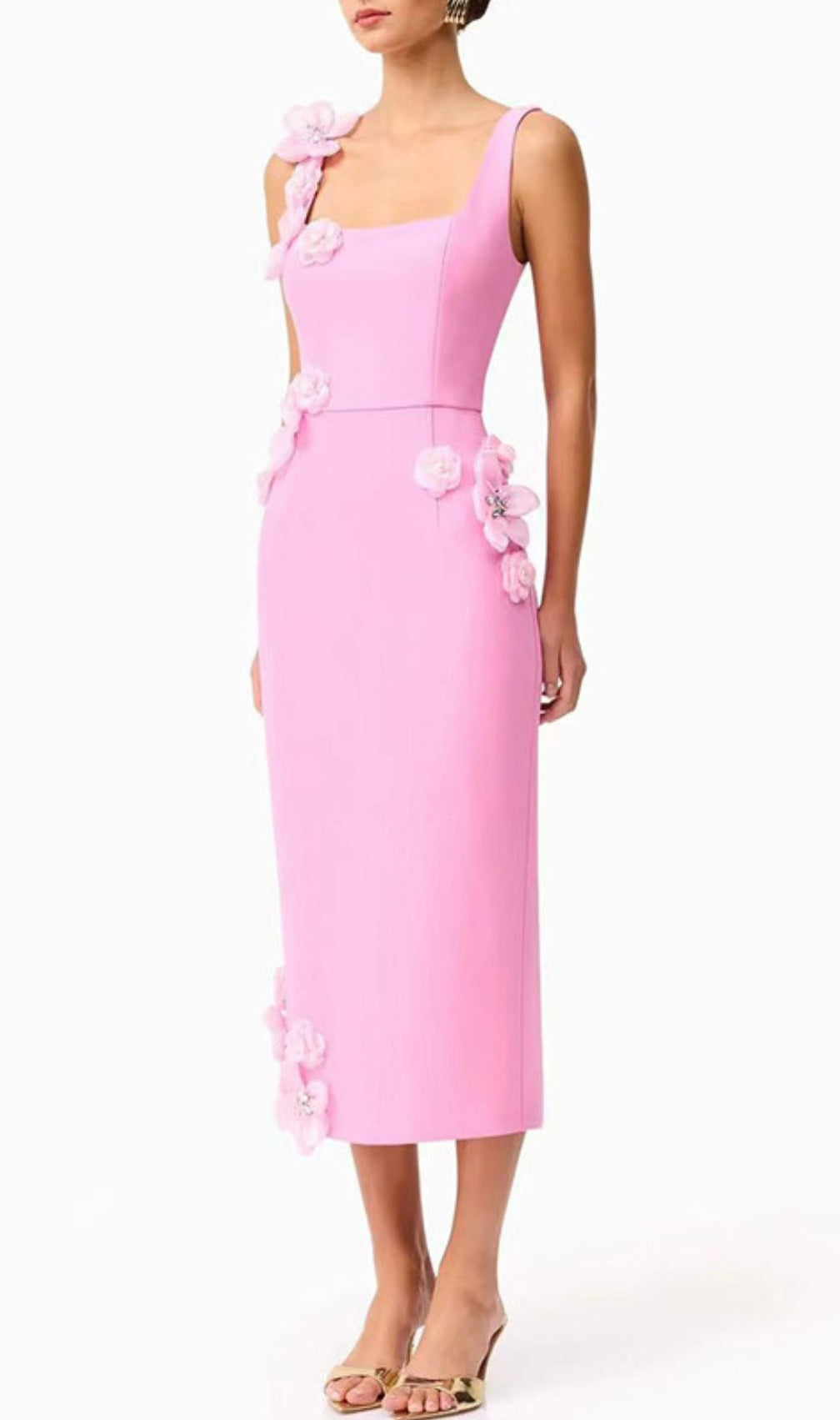 Harper Pink Flower Embellished Midi Dress