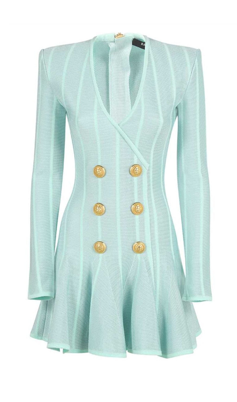 Button-Embellished Mesh Mini Dress In Mint