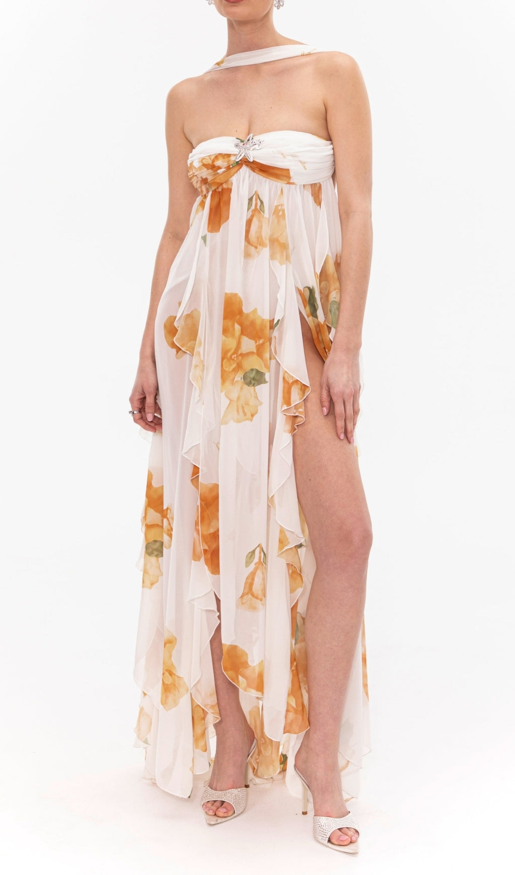Emely Floral Printed Backless Maxi Dress