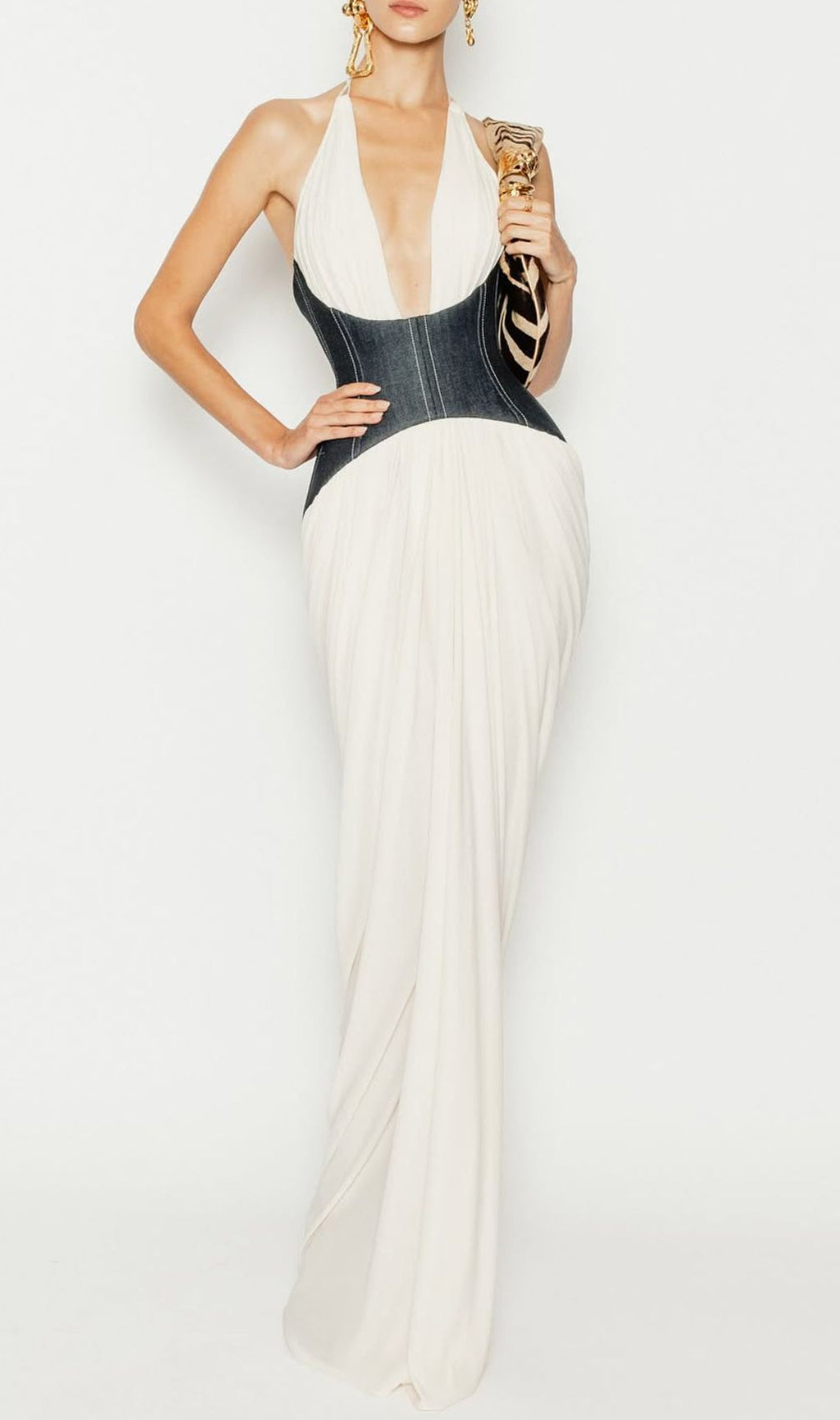 Emelda Halter Corset Maxi Dress