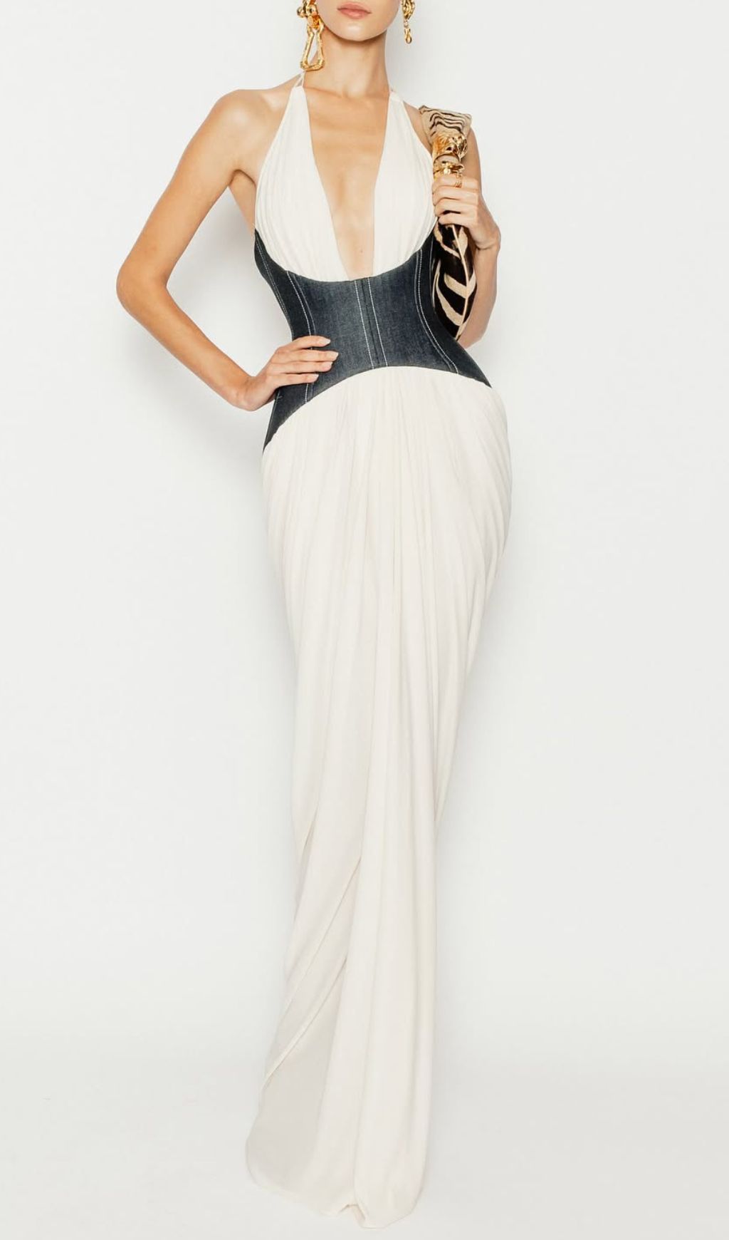 Emelda Halter Corset Maxi Dress