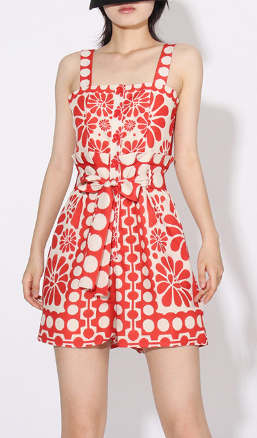 Asatira Red Printed Romper