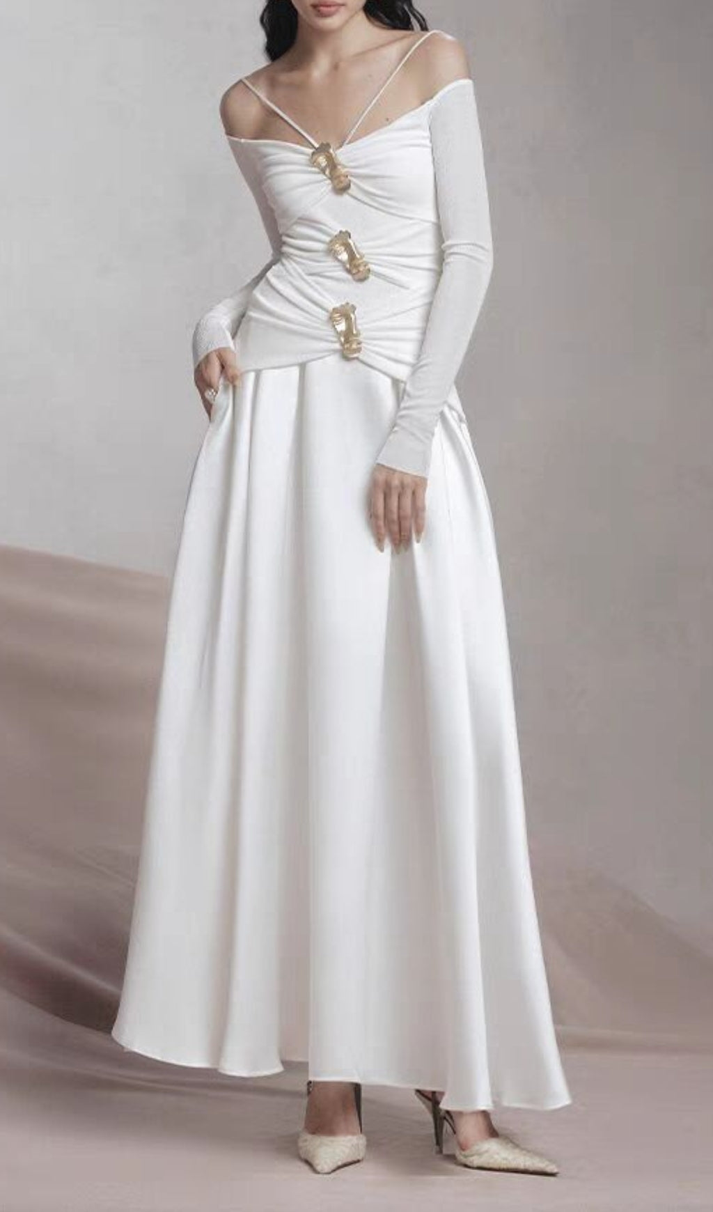 Cailin Long Sleeve Ruched Maxi Dress