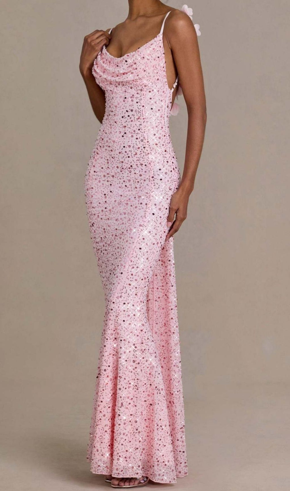Khaza Dazzling Pink Sequin Backless Maxi Gown - Strappy Formal Dress
