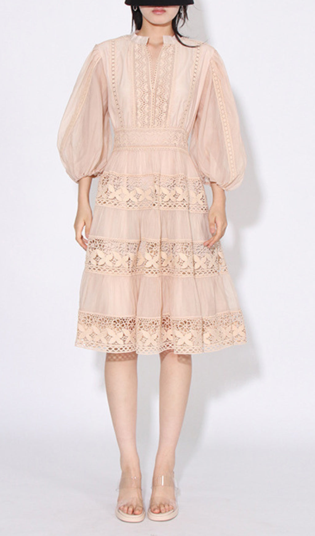 Astrea Puff Sleeve Embroidery Mini Dress