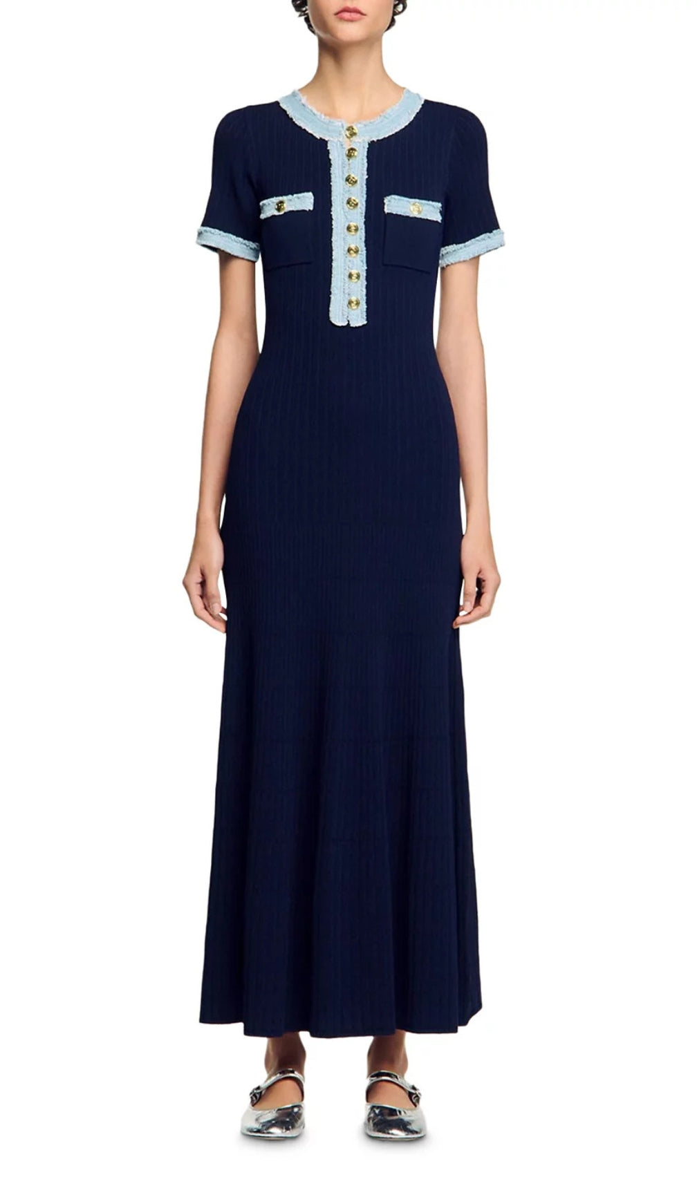 Knit & Denim Maxi Dress