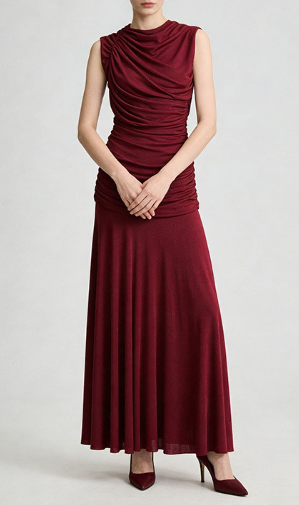 Kanani Elegant Ruched Sleeveless Maxi Dress | Figure-Flattering & Timeless
